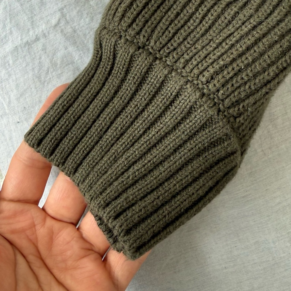 Quince Organic Cotton Cardigan Ribbed Chunky Knit Open Front Olive Sweater XS - Picture 4 of 7